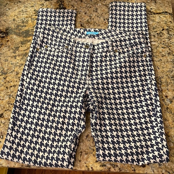J. McLaughlin blue and white houndstooth pattern jeans size 2 - Picture 1 of 5